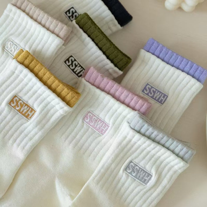 Wholesale Socks, white socks, double ribbed new style, mid length socks, cotton socks, breathable