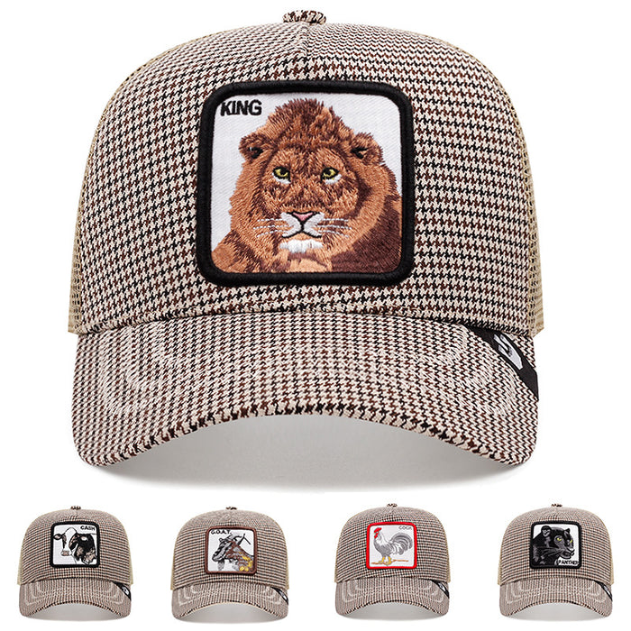 Wholesale Plaid Animal Cotton and Linen Baseball Cap JDC-FH-JingK010