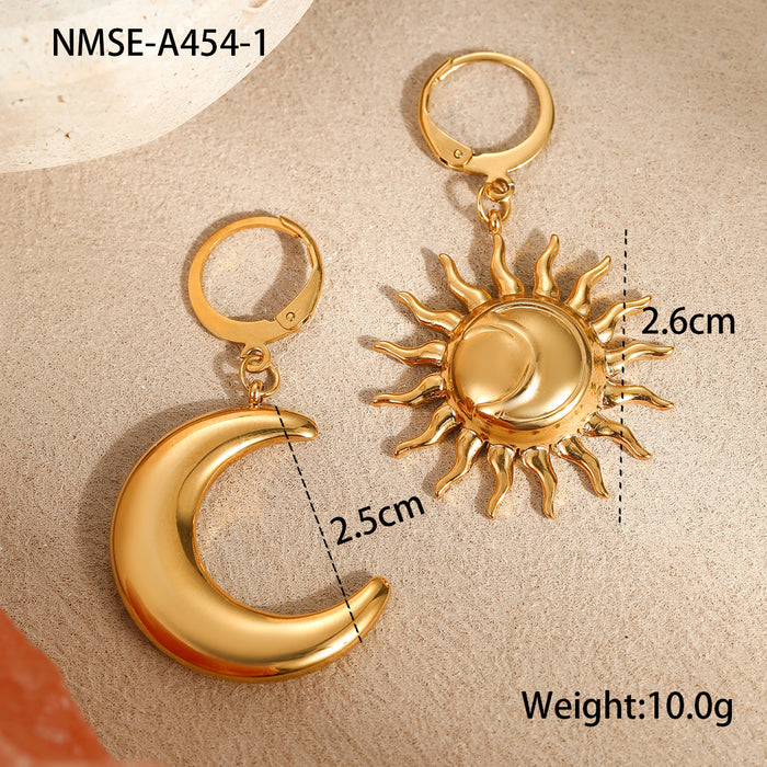 Wholesale Stainless steel moon and sun earrings