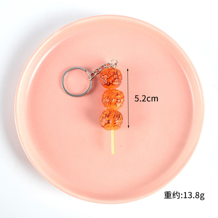 Wholesale PVC BBQ Skewers Food Toy Keychain Simulated Meat And Quail Egg Pendant Boutique Resale Accessory MOQ≥5