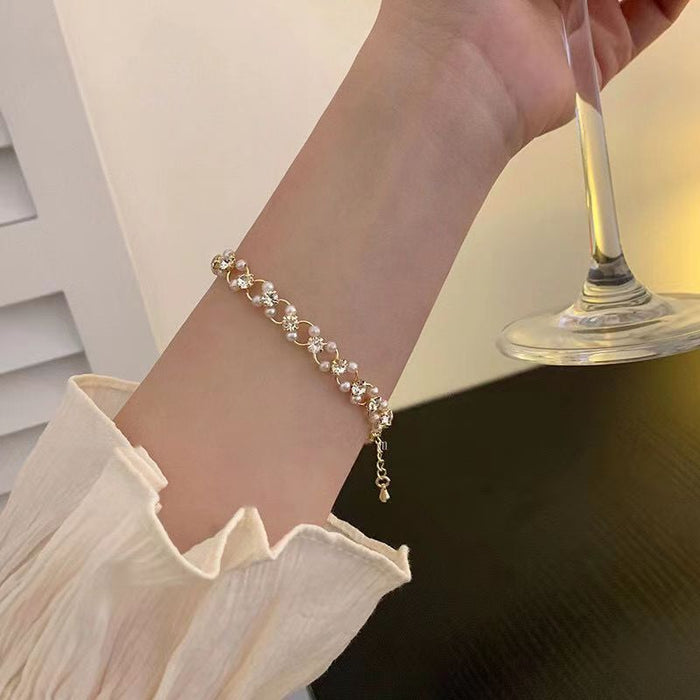 Wholesale Elegant, luxurious, high-end necklace, exquisite zircon pearl bracelet, niche design, handmade accessory