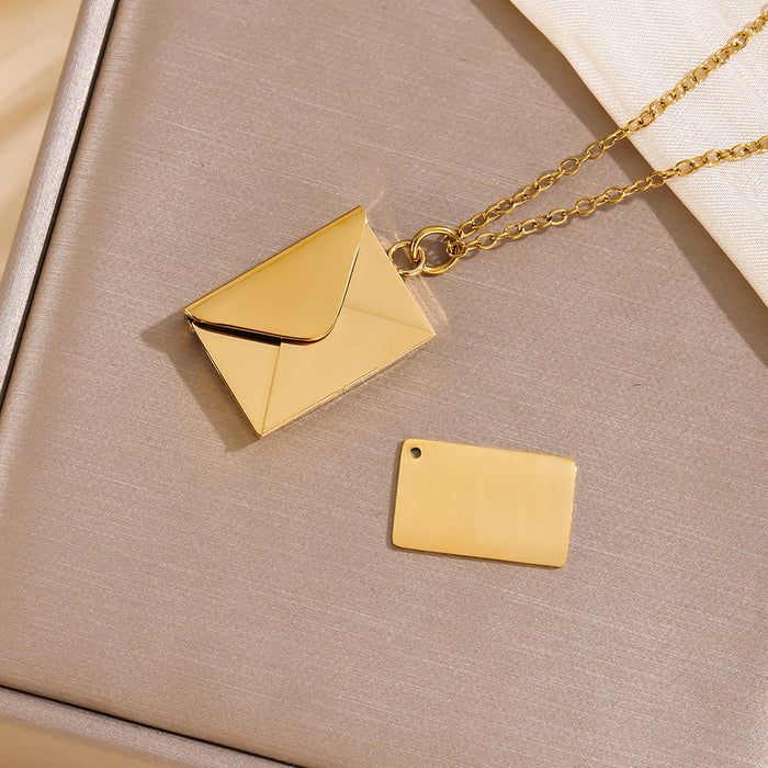 Wholesale envelope necklace titanium steel lettering love envelope pendant design necklace