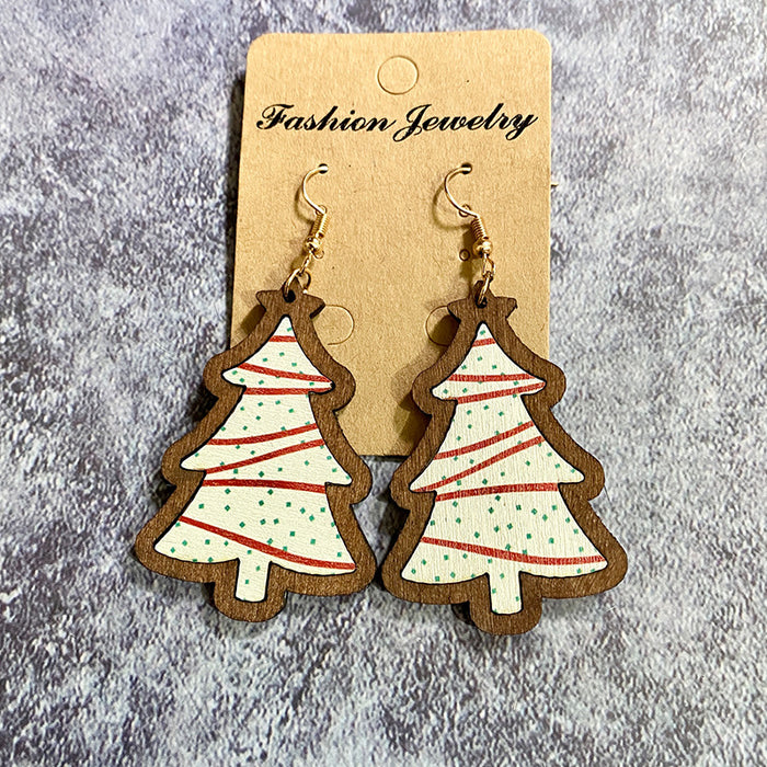 Wholesale  Christmas wooden earrings classic buffalo plaid retro holiday wooden earrings