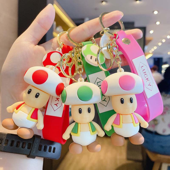 Creative Cartoon Game Mushroom PVC Soft Glue Keychains JDC-KC-JinB016