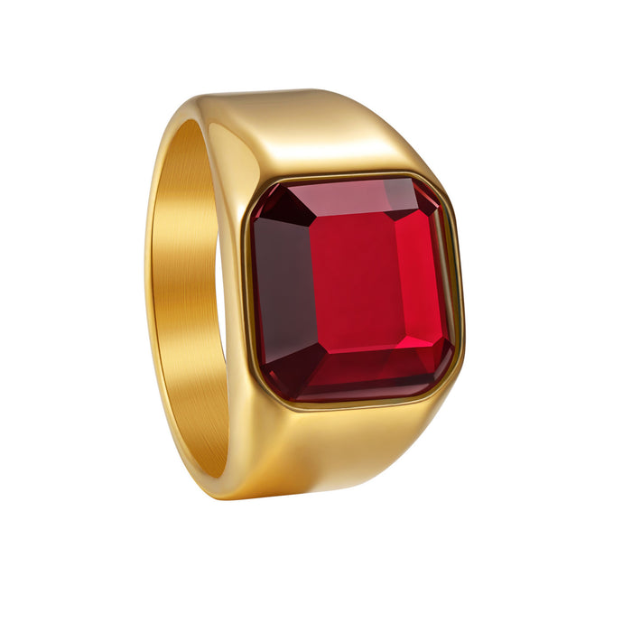 Wholesale Titanium Steel Electroplated Men' s Ring with Multi-Color Stones - Boutique Resale