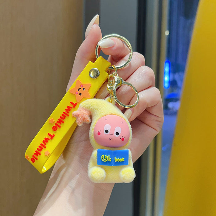 Wholesale PVC Flocked Star Character Keychain Bag Charm Decorative Gift Accessory For Wedding Party
