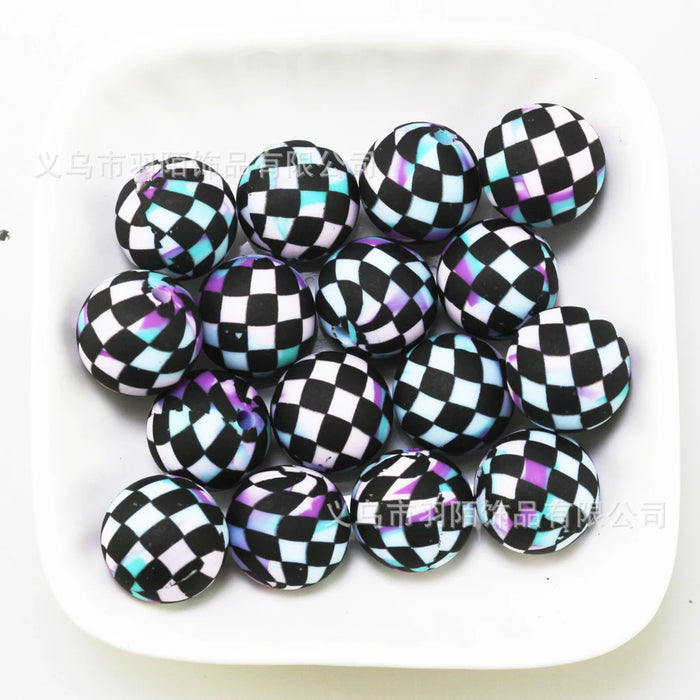 Wholesale 50pcs 15mm Grid Silicone Balls JDC-BDS-HongZhou012