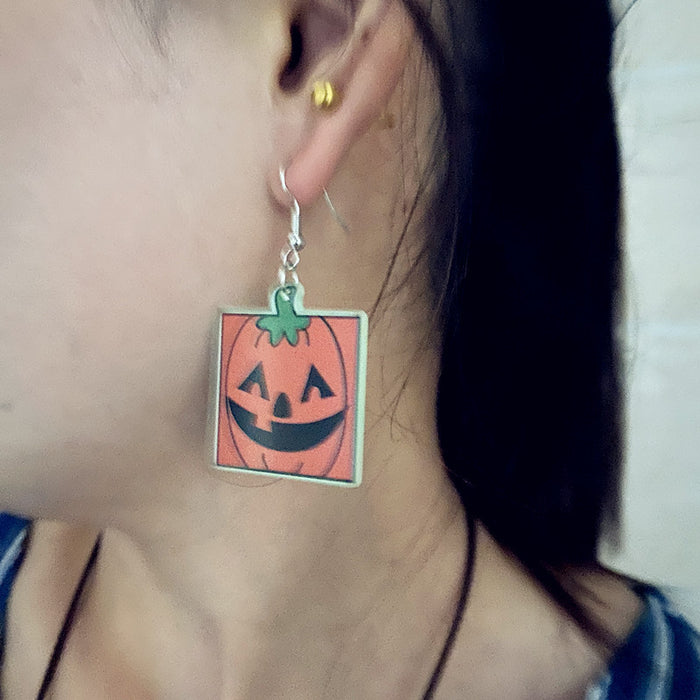 Wholesale Acrylic Pumpkin Head Luminous Earrings  Funny Horror  Earrings