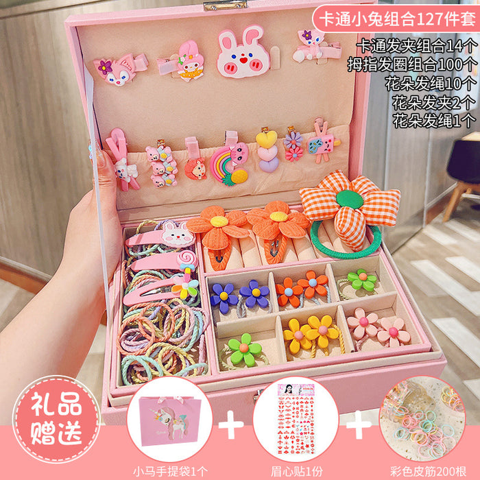 Wholesale Children' s New Headwear Girl Birthday Gift Jewelry Box Princess Girl Hair Accessories Set Gift Box Baby Hair Clip