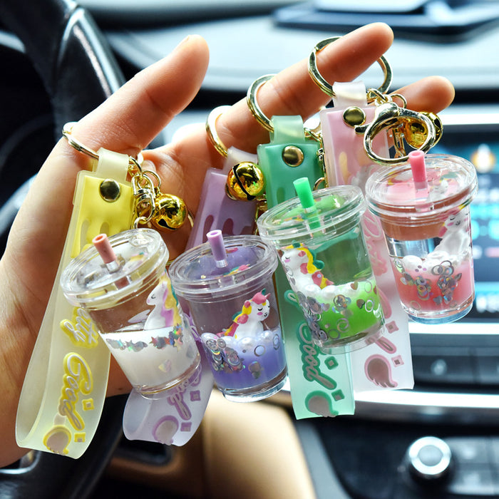 Wholesale Liquid Quicksand Unicorn Oil-Filled Keychain