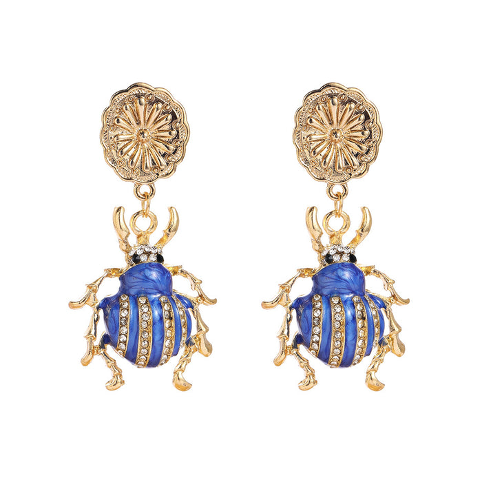 Wholesale Earrings Alloy Enamel Diamond Ladybug MOQ≥2 JDC-ES-JUYAO005