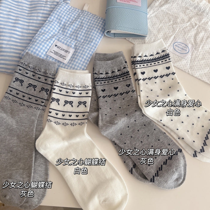 Wholesale Socks Butterfly Knot Cotton Middle Socks Thin Breathable Socks