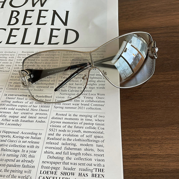 Wholesale Metal large box retro diamond inlaid sunglasses street photography sunglasses UV resistant glasses