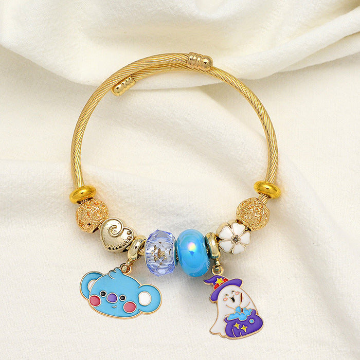 Wholesale Stainless Steel Ghost Pumpkin Beaded Bracelet Cartoon Design MOQ≥2