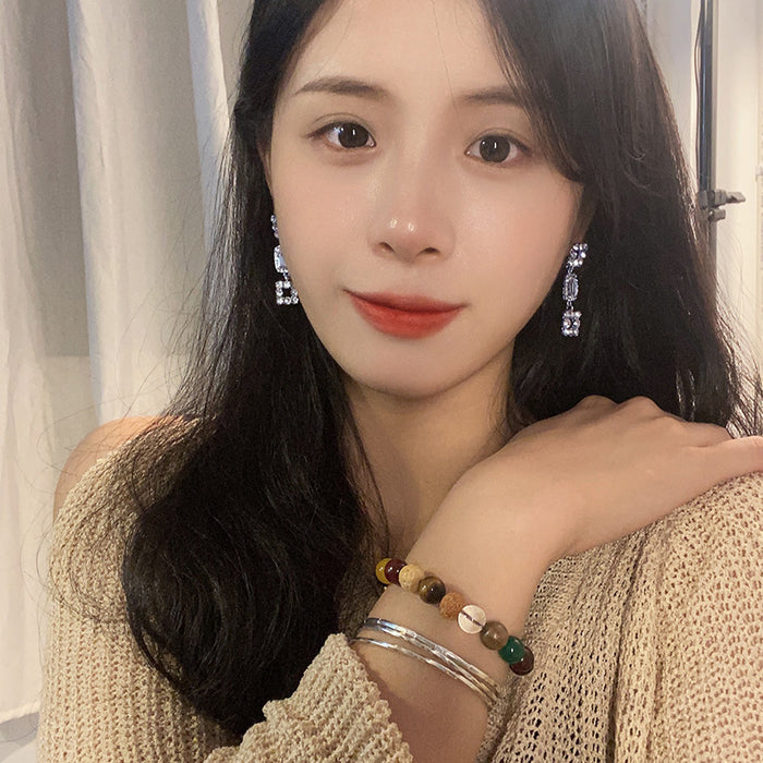 Wholesale Diamond studded square earrings, niche design, temperament earrings