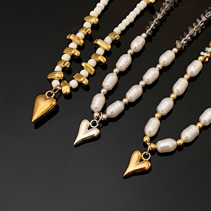 Wholesale Simple irregular patchwork heart necklace