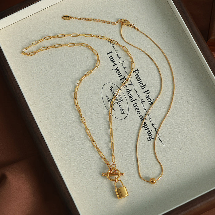 Wholesale Pendant collarbone chain double layered necklace titanium steel jewelry