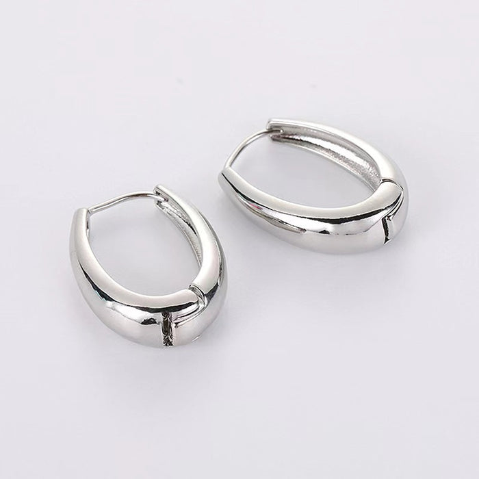 Wholesale smooth metal U-shaped earrings geometric oval earrings accessories