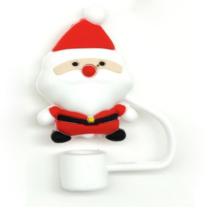 Wholesale 10pcs Food Grade Silicone  Cup Straw Cover Christmas Straw Cover Leak-proof Straw Cap