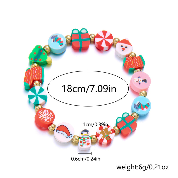 Wholesale Christmas Polymer Clay Beaded Bracelet Handmade Cartoon Charm Bracelet Fashion Accessory