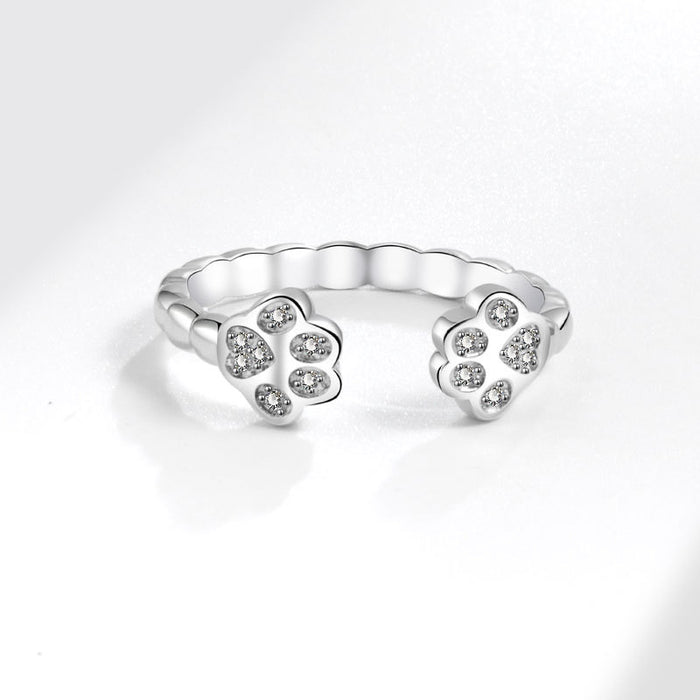 Wholesale Cat Paw Zircon Ring Adjustable Women S Fashion Jewelry Accessory Boutique Resale