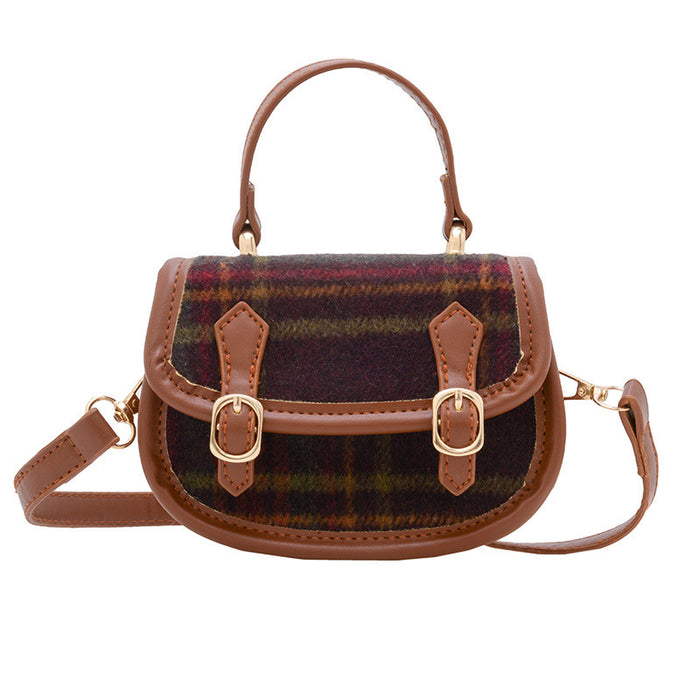 Wholesale Pu Contrast Color Versatile Casual Plaid Handbag Coin Shoulder Small Satchel JDC-SD-YuanDuo064