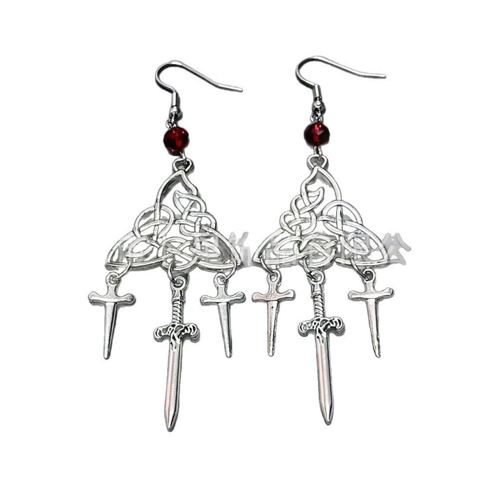 Wholesale Gothic Punk Silver Tone Cross Filigree Earrings Trendy  Jewelry Accessory Boutique Resale