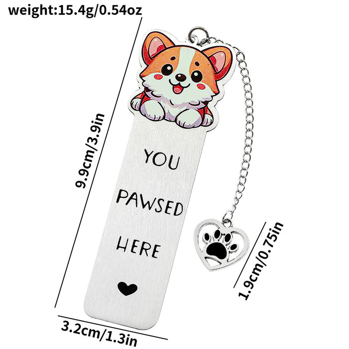 Wholesale Cute Cartoon Colorful Puppy Pattern Stainless Steel Bookmark