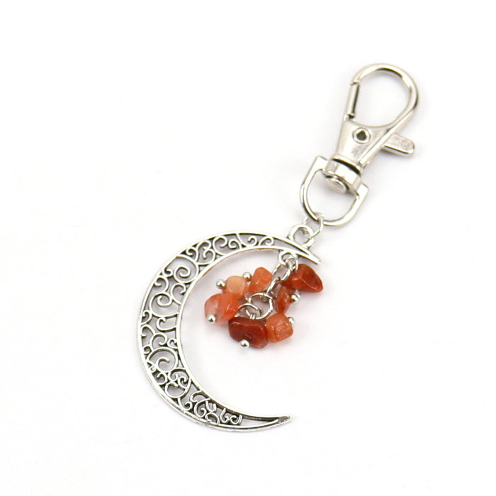 Wholesale Moon Crushed Stone Grape Skewer Natural Crystal Raw Stone Keychain Keychain K42 JDC-KC-HXu001