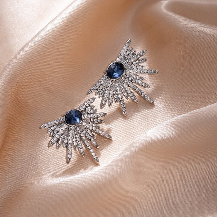 Wholesale Wings Full of Diamond Earrings Exaggerated Shining Star Earrings 925 Women's Earrings