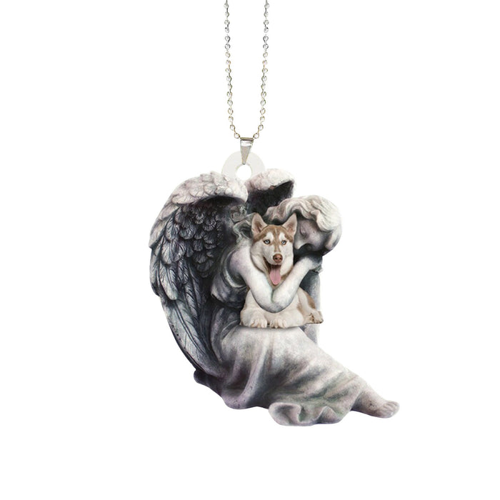 Wholesale Christmas Acrylic Double-sided Printing Cute Angel Dog Creative Car Pendant JDC-CA-CaiX001