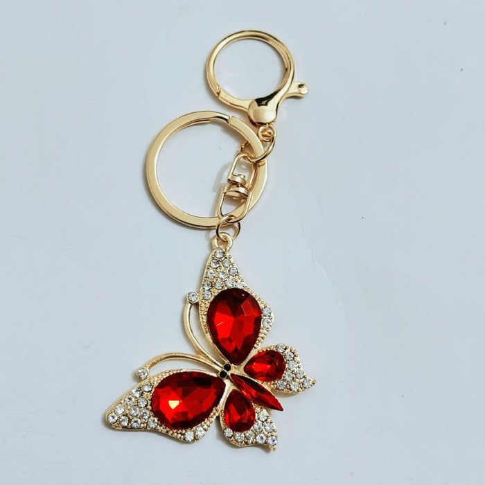 Wholesale Trendy Rhinestone Butterfly Keychain Zinc Alloy Car Key Accessory Gift