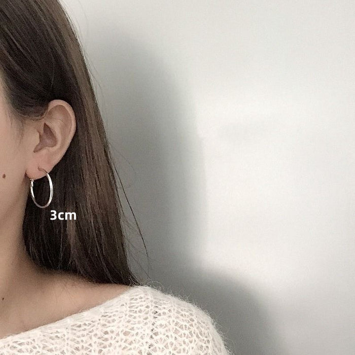 Wholesale Silver needle earrings large hoop earrings elegant earrings
