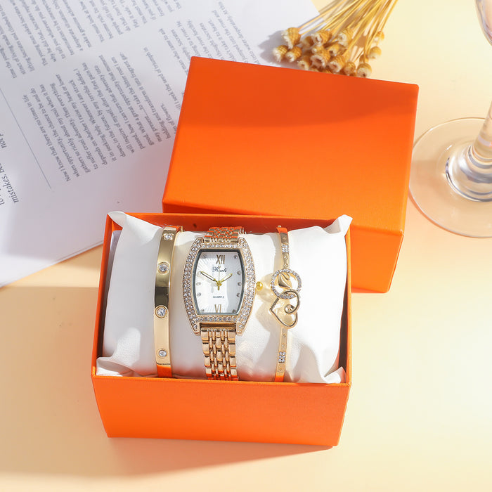 Wholesale Titanium Steel Casual Thin Strap Mesh Strap Quartz Watch + Bracelet Set