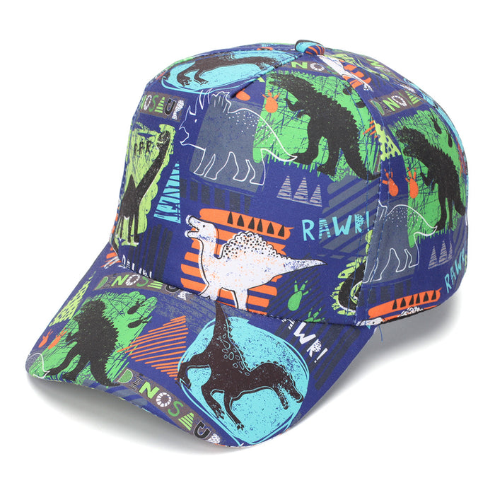 Wholesale Kids Printed Dinosaur Excavator Truck Baseball Cap Summer Sun Hat for Boys Boutique