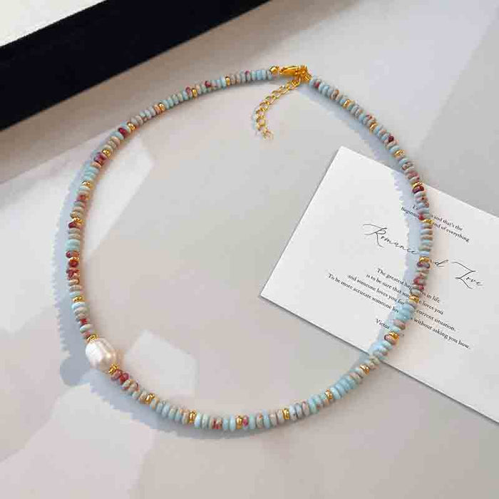 Wholesale Light luxury patchwork necklace with a high-end feel, pearl collarbone necklace, layered design accessories