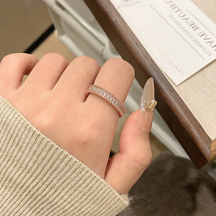 Wholesale Full Diamond Ring, Light Luxury, Exquisite, Versatile, High End, Open Mouth Finger Ring