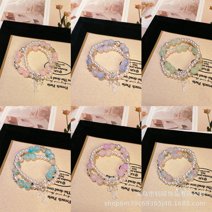 Wholesale Glass Bead Meteor Dreamcatcher Double Circle Bracelet Trendy Jewelry Accessory