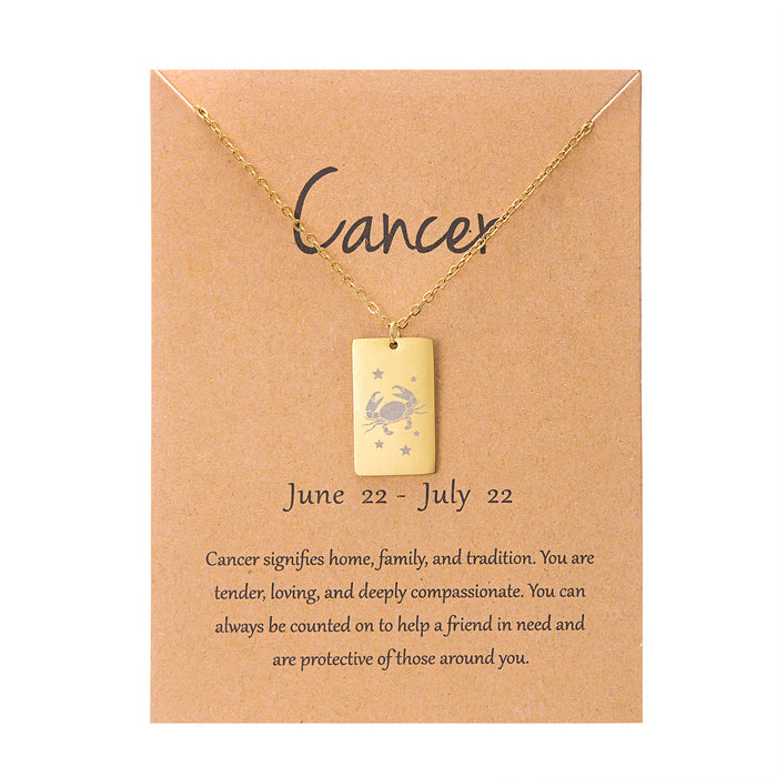 Wholesale Stainless steel constellation necklace square titanium steel non-fading clavicle necklace