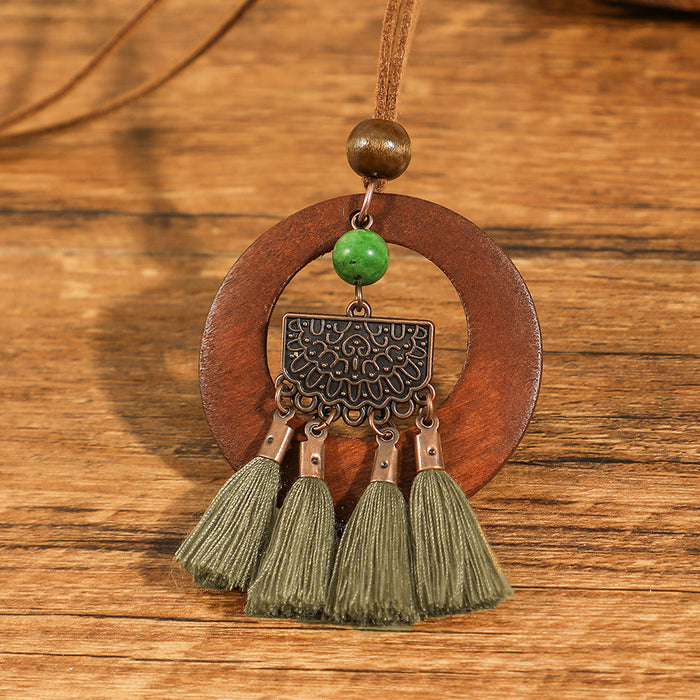 Wholesale Ethnic Literary Retro Tassel Flower Shell Necklace Fashion Accessory Gift MOQ≥2