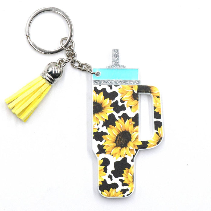 Wholesale Acrylic Cow Patterned Cup Keychain JDC-KC-XiaoYan010