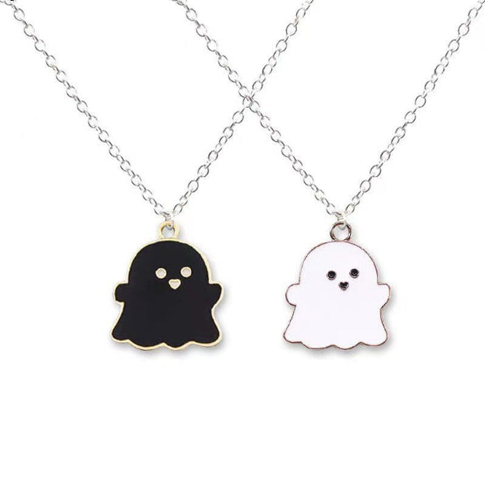 Wholesale Cartoon color oil dripping ghost necklace black and white ghost pendant personality simple cool niche  jewelry