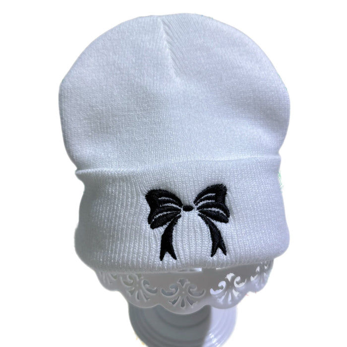 Wholesale Children' s new butterfly embroidery knitted hat double layer warm pullover acrylic wool hat