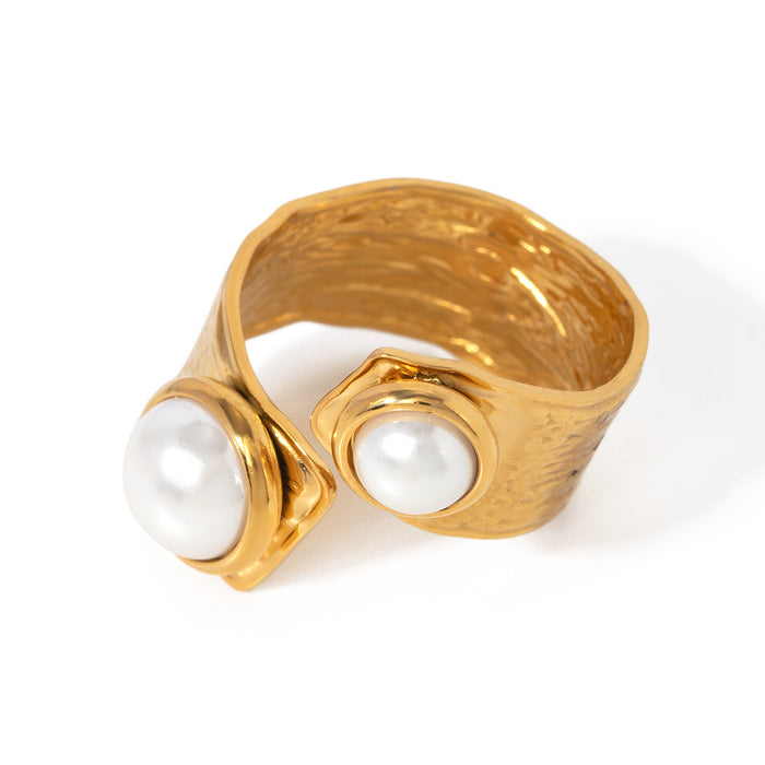 Wholesale Stainless Steel Asymmetrical Adjustable Pearl Ring