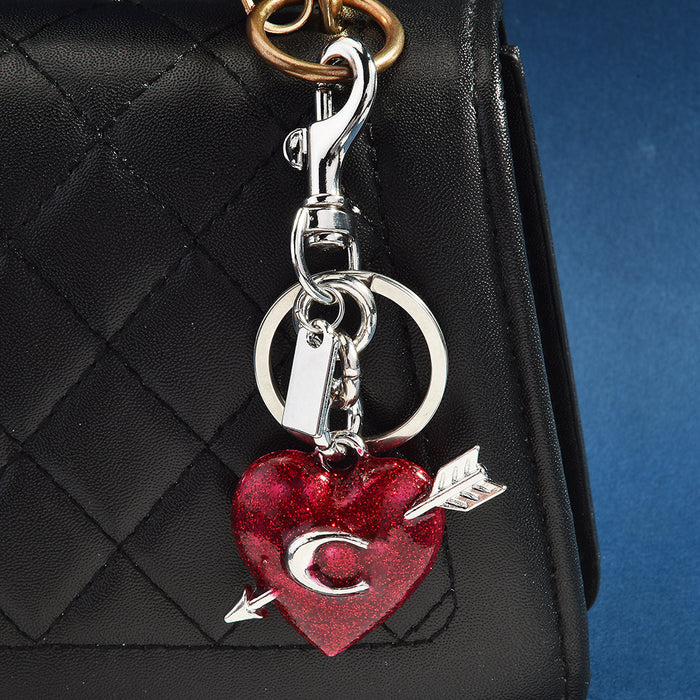 Wholesale Creative Arrow Through Heart Heart Letter Metal Keychain