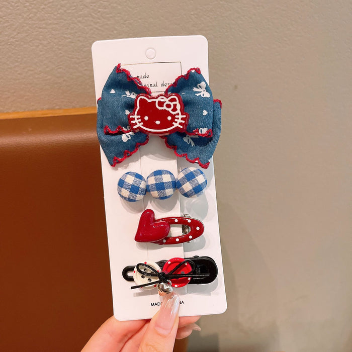 Wholesale Children Denim Polka Dot Bow Hair Clip