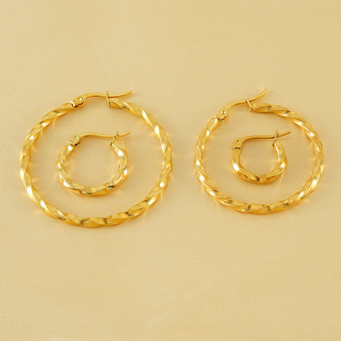 Wholesale Circle Stainless Steel Gold Plated Ripple Earrings JDC-ES-ZhongYao004