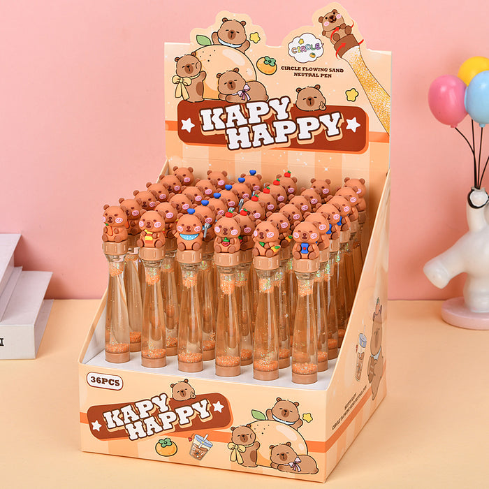 Wholesale Cute Capybara Quicksand Spinning Gel Pen Creative Spinning Stress Relief Pen Cartoon Spinning Fun Student Decompression Pen