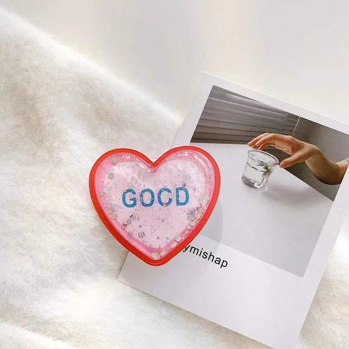 Wholesale Heart-shaped adhesive quicksand phone stand