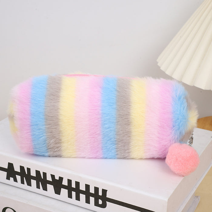 Wholesale Creative Gradient Plush Octagonal Pencil Case
